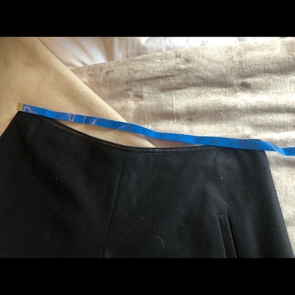 Akris Midi Skirt Black Wool & Leather Trim Pleat - Picture 7 of 8